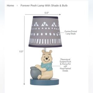 Disney Baby Forever Pooh Gray Lamp with Shade